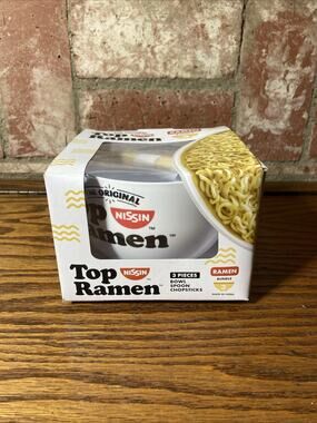 Top Ramen Bowl Set Bowl, Soup Spoon, & Chopsticks 3 Piece Gift Bundle Brand New